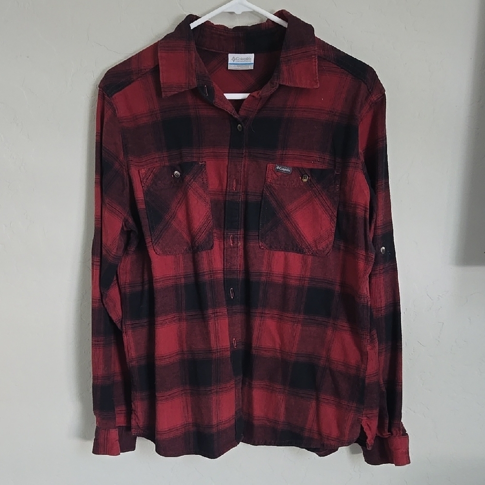 Columbia Red and Black Plaid Shirt